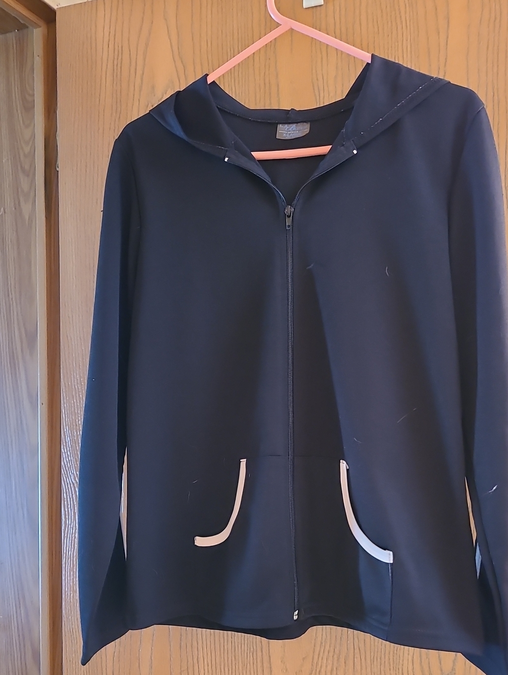 Active USA Black Lightweight Zip Hoodie with Contrast Trim